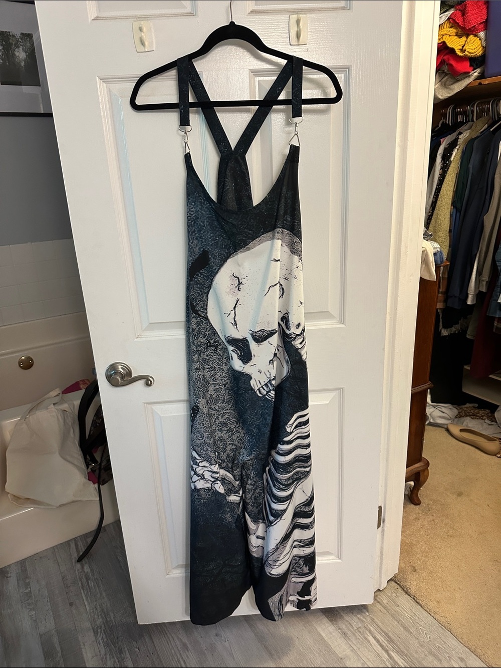 Black Graphic Skeleton Overalls